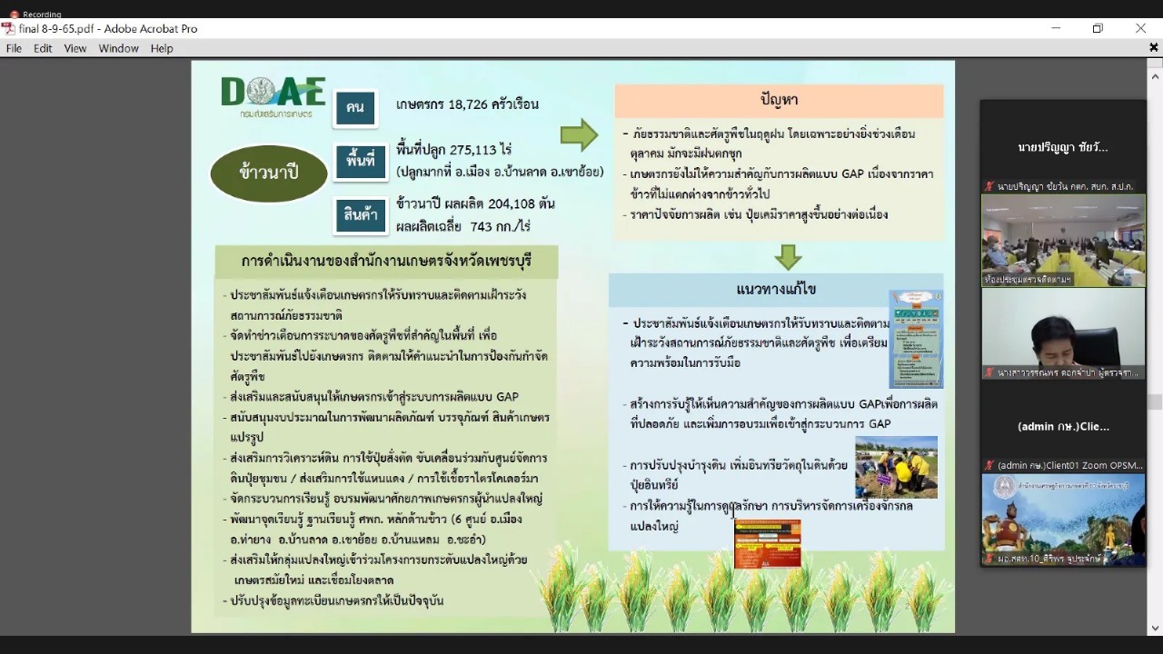 title - ผู้ตรวจราชการกรม ร่วมประชุมติดตามผลการดำเนินงาน/โครงการตามแผนการตรวจราชการและการขับเคลื่อนแบบบูรณาการในระดับพื้นที่ของผู้ตรวจราชการกระทรวงเกษตรและสหกรณ์ ประจำปีงบประมาณ พ.ศ. 2565 รอบที่ 2 เขตตรวจราชการที่ 4 จังหวัดเพชรบุรี ผ่านระบบการประชุมทางไกลออนไลน์ Application Zoom